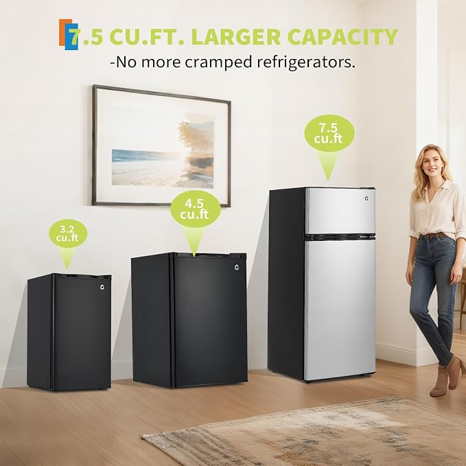 4.5 cu ft Mini Fridge Freezer, Energy-Efficient, Quiet, Adjustable Shelves | Single door, compact, for dorm, office, bedroom, kitchen, and bar use - Image 8