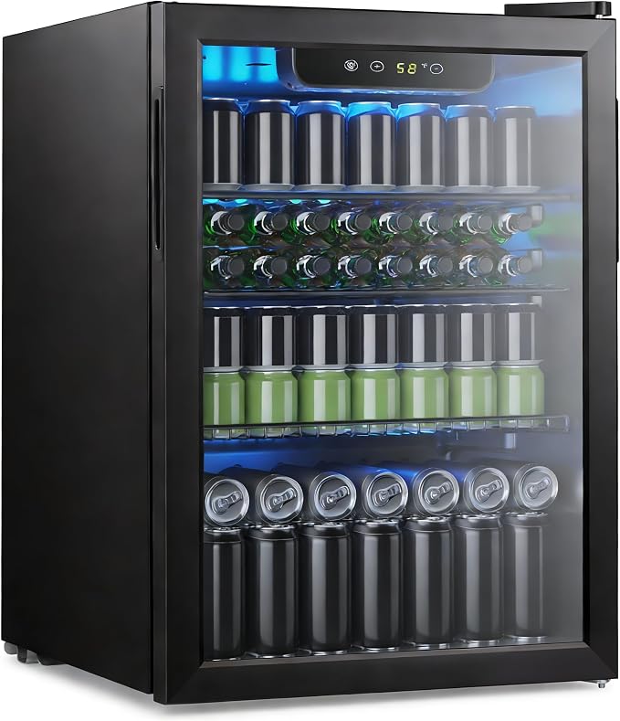 Electactic 95 Cans Beverage Refrigerator, 26 Bottle Mini Fridge, 2.7 cu.ft Drink Fridge Digital Temperature Control for Bottled Beer, Soda,Water by Electactic