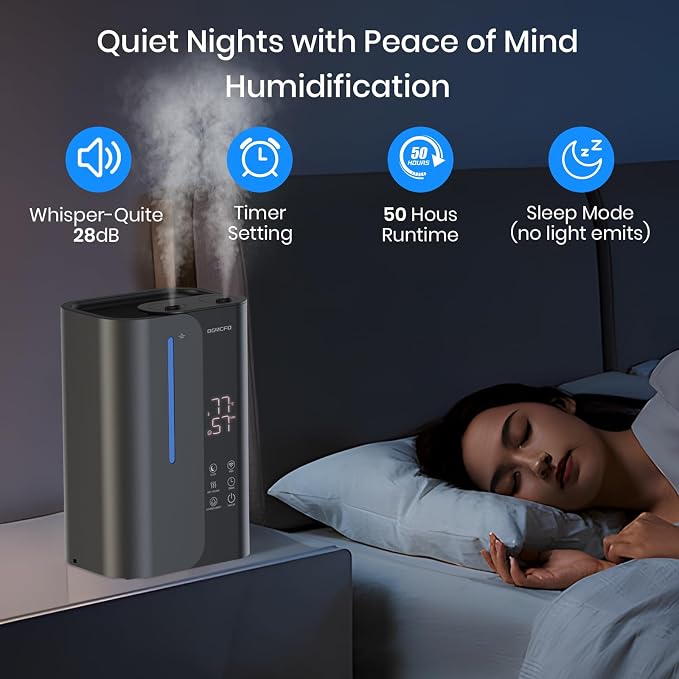 5L Smart Air Humidifiers for Bedroom with Essential Oils, Top Fill 50H Runtime Cool Mist Large Humidifiers for Home Bedroom Nursery, 28 dB Quiet Humidifier for Baby & Plants - Image 4