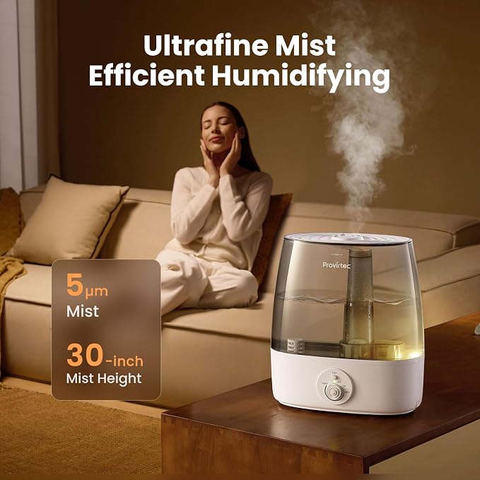 6.5L Stay Clean Tank Humidifier for Large Room, Low Maintenance, Top Fill Design, Ultra Quiet 65H Runtime, Cool Mist Ultrasonic for Bedroom, Home, Plants HC12 - Image 6
