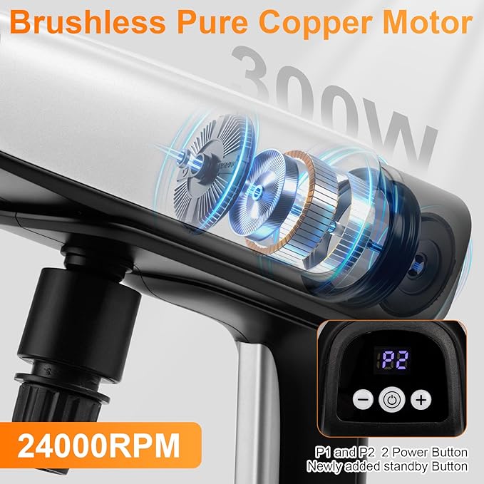Cordless Pressure Washer Battery Powered,Portable Power Washer with 2pcs 4.5Ah 21V Battery&Charger & 6-in-1 Nozzle,2 Power Level & on/Off Button,Handheld Pressure Washer for Car,Home,Garden Patio - Image 6