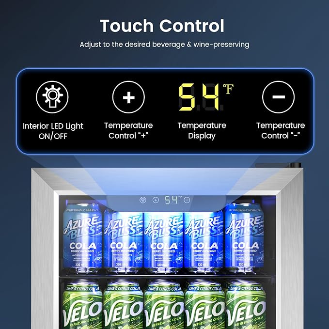 Electactic Mini Fridge 130 Can Lockable Beverage Refrigerator Cooler, 3.1 Cu.Ft Drink Fridge Silver Glass Door for Soda Wine Beer, Digital Temperature Control Cooler for Home,Bar - Image 5