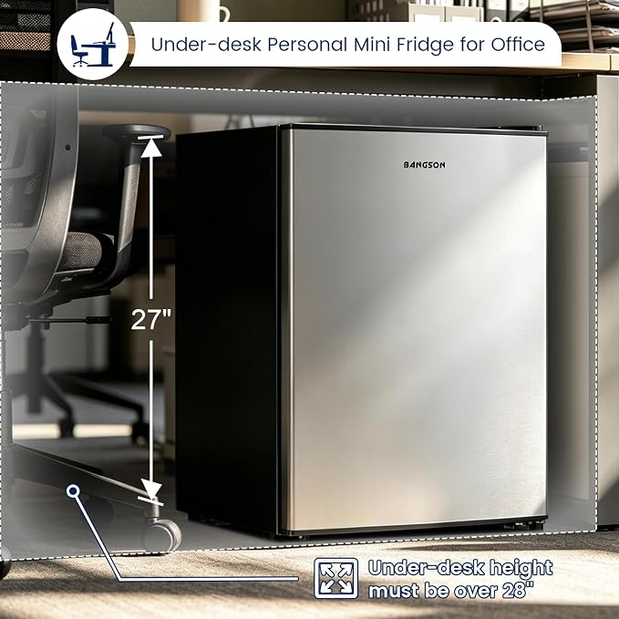 2.6 Cu Ft Small Fridge with Freezer for Office Silver | Mini Refrigerator for Dorm Bedroom, Compact Fridge, Energy-efficient, Low Noise - Image 6