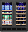 30 Inch Wine and Beverage Refrigerator, Dual Zone 30" Wine Fridge Under Counter/Freestanding, 30 Inch Wide Beverage Cooler with Glass Door, Holds 30 Bottles & 110 Cans for Home Bar Office, Black by MZAVP