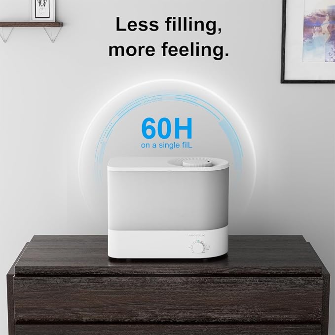 MEGAWISE 2025 Large Capacity Humidifier, 6L Top Fill Design, 50H Runtime, Ultra Quiet Large Capacity Cool Mist for Bedroom, Baby Nursery, Plants, Indoor, Easy to Clean & Fill (White) - Image 3