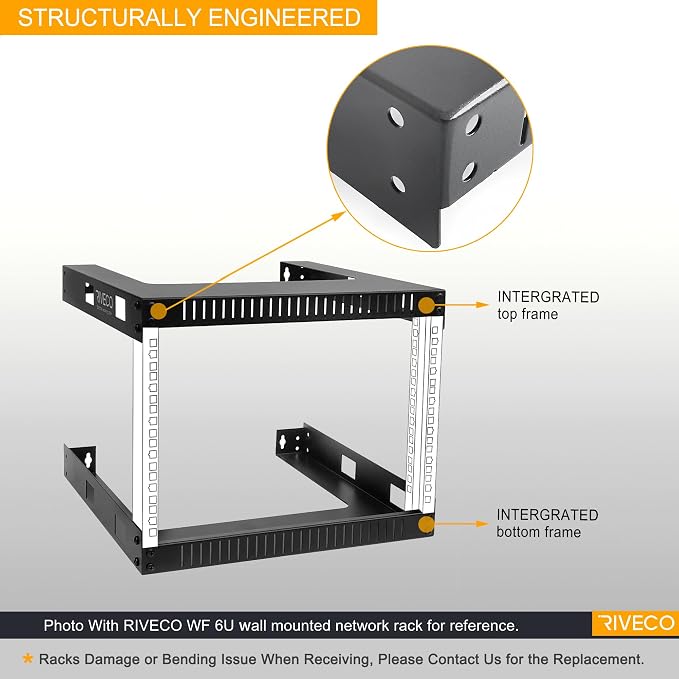 RIVECO 15U Cabinet 19" Wall Mount Shelf Network Rack – 17.7" Deep 2 Post Open - Image 2