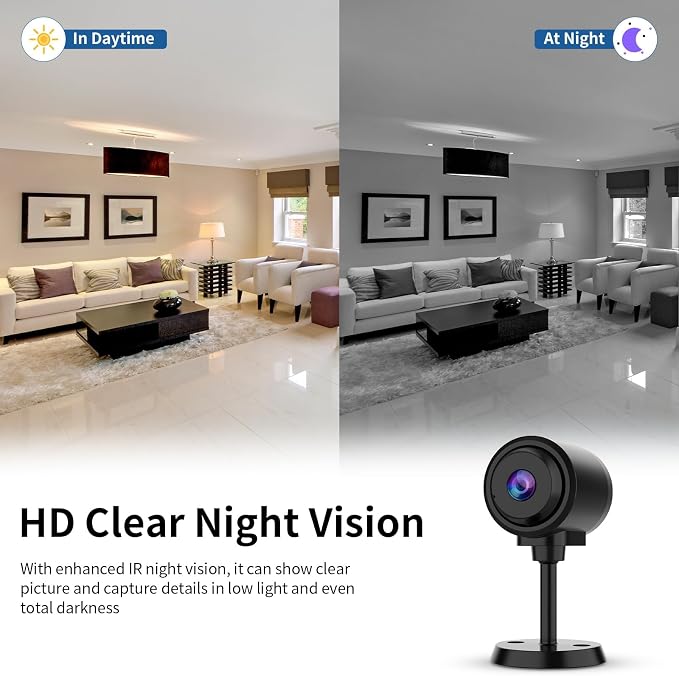 VSTARCAM Tiny Camera for Home Security 1Pcs, 2.4GHz WiFi Portable Battery - Image 4