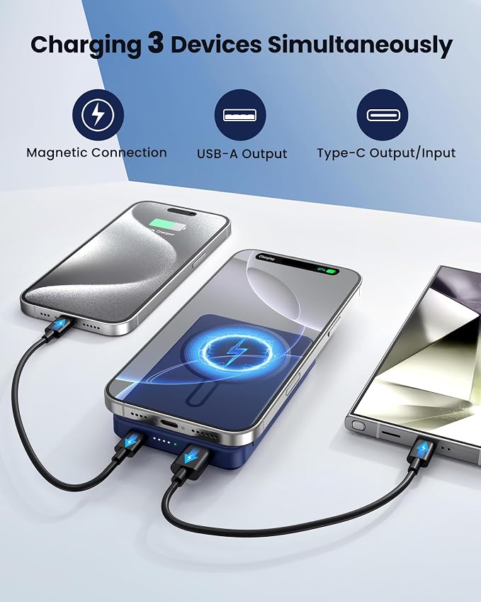 for Magsafe Battery Pack 12000mAh Magnetic Power Bank Portable Charger 20W USB C Fast Charging Wireless Charger for iPhone 17/16/15/14/13/12 - Image 5