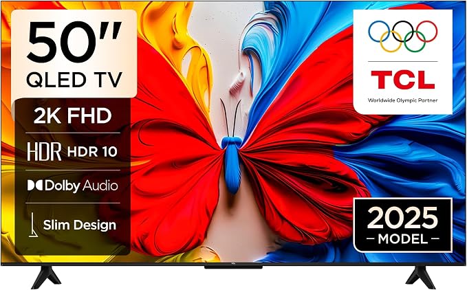 TCL 50S5K Television 50 Inch Smart TV QLED HDR 10 Google TV, Dolby Audio, Game Mode, Multiple Eye Care with Slim Design (2025 Model) by TCL