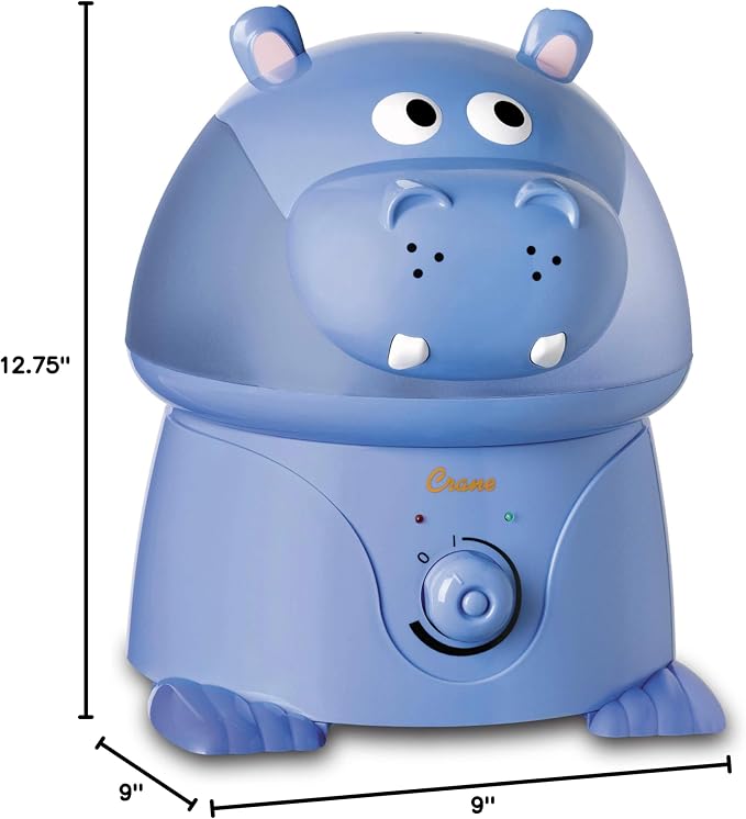 Crane Animal Humidifier for Kids Bedroom, 1 Gal. Cool Mist Humidifier with Adjustable Settings, Optional Filter, Auto Shut-Off, Hippo - Image 13