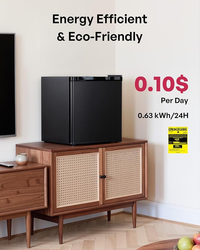 1.7 Cu.Ft Mini Fridge with Freezer, Single Reversible Door Compact Refrigerator, Adjustable Thermostat&Energy Saving Mini Fridge for Bedroom, Dorm, Office, Low Noise, Black - Image 6