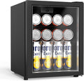 Bonnlo 46 Cans/1 Cu.Ft Beverage Refrigerator Cooler with Glass Door, Quiet Mini Drink Fridge with Adjustable Shelf & Feet, Small Wine Cooler for Bedroom, Bar & Office, 43-64°F, 115V by Bonnlo