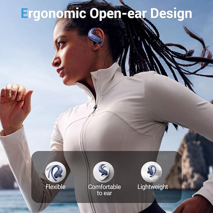 Sport Wireless Earbuds,60Hrs BT5.4 ENC IPX7 Waterproof Earhooks Deep Bass | 14.2mm drivers deliver rich stereo sound. Soft silicone ensures a secure, painless fit for long workouts. - Image 3
