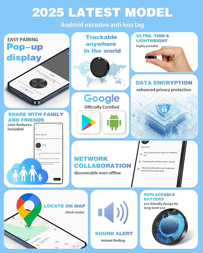 Air Tags for Android, Air Tags-2 Pack Android, Air Tracker Tags, 2 Year Battery - Image 3