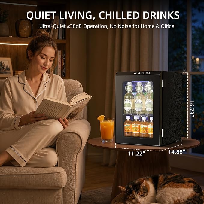 Antarctic Star 18L Mini Fridge Cooler 24Can, Beverage Refrigerator with Quiet Compressor, LED Light,Freestanding Small Fridge with Electronic Temperature Control for Home and Bar(40-61 ℉) - Image 2