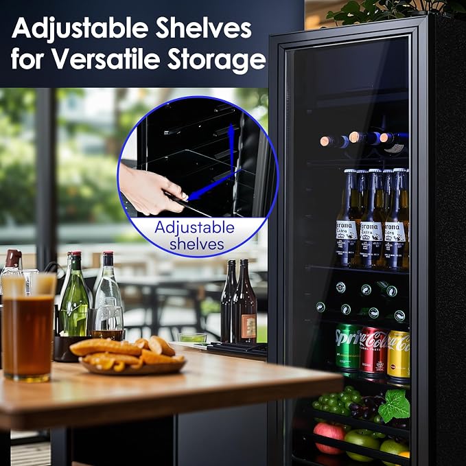 Anypro Beverage Refrigerator Cooler 4.8 Cu.Ft, Mini Fridge with Freeze with Glass Door for Soda Beer or Wine, Small Drink Dispenser Machine for Home Office Bar, 7 Temperatures, Adjustable Shelves - Image 5