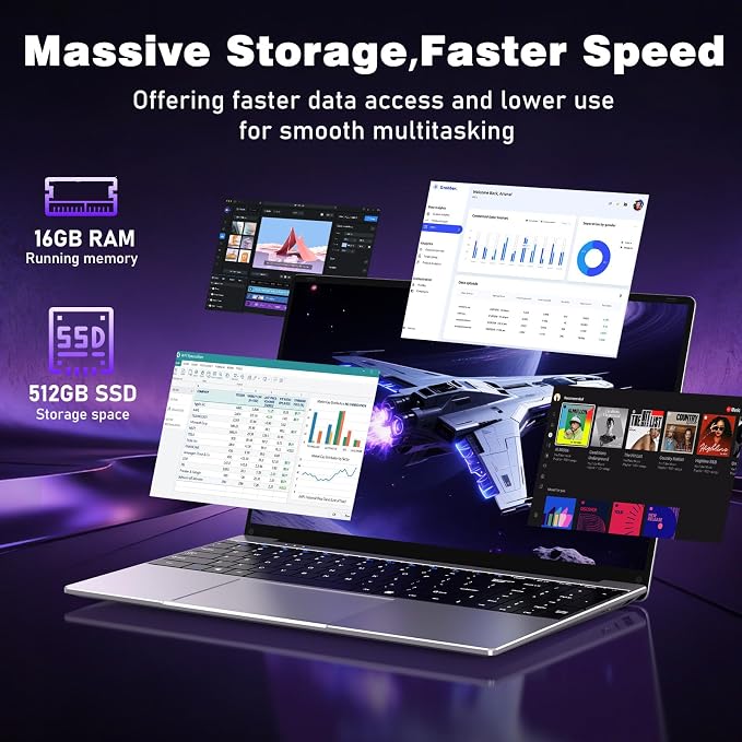 NIAKUN Laptop Computer 2026, 15.6 Inch Lap Top PC Window 11 Pro, 16GB RAM 512GB SSD, Int Pentium Gold Processor 4425Y, 2-Year Warranty, Bluetooth, Mini HDMI, FHD 1080P IPS Display, Office 365 - Image 4