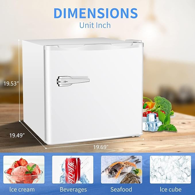 Antarctic Star 1.2 Cu.Ft Mini Upright Freezer, Compact Refrigerator with Adjustable Thermostat & Removable Shelves, Freestanding Small Freezer for Home Kitchen Office Garage, White - Image 2