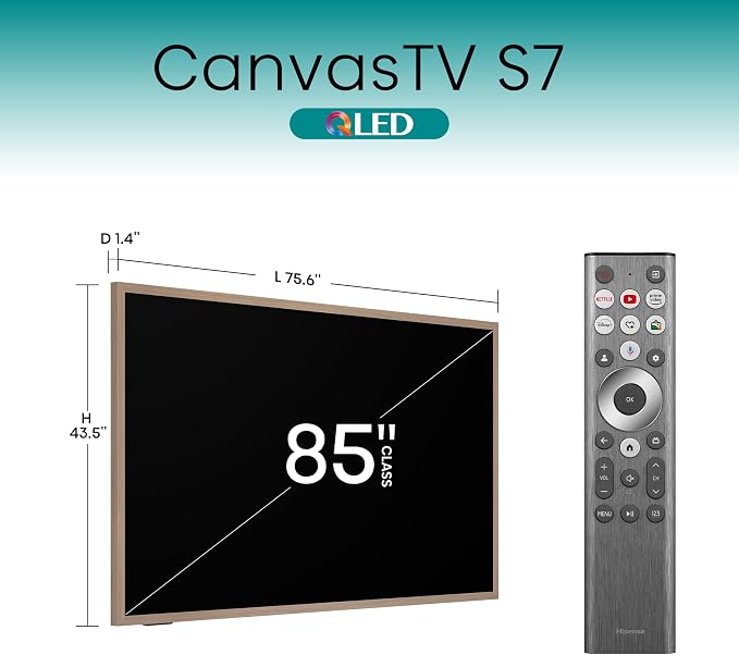 Hisense 85-Inch Class QLED 4K S7N CanvasTV Series Dolby Vision HDR Google Smart TV (85S7N) - 144Hz, Art Mode, Anti-Glare Panel, Hi-Matte Display, UltraSlim Wall Mount & Frame Included - Image 4