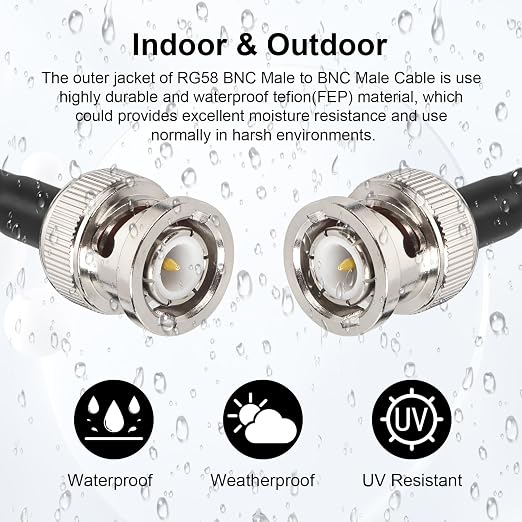MOOKEERF BNC Cable - 3FT 2PCS RG58 50 ohm BNC Male to Male Coax Cables Low Loss - Image 6