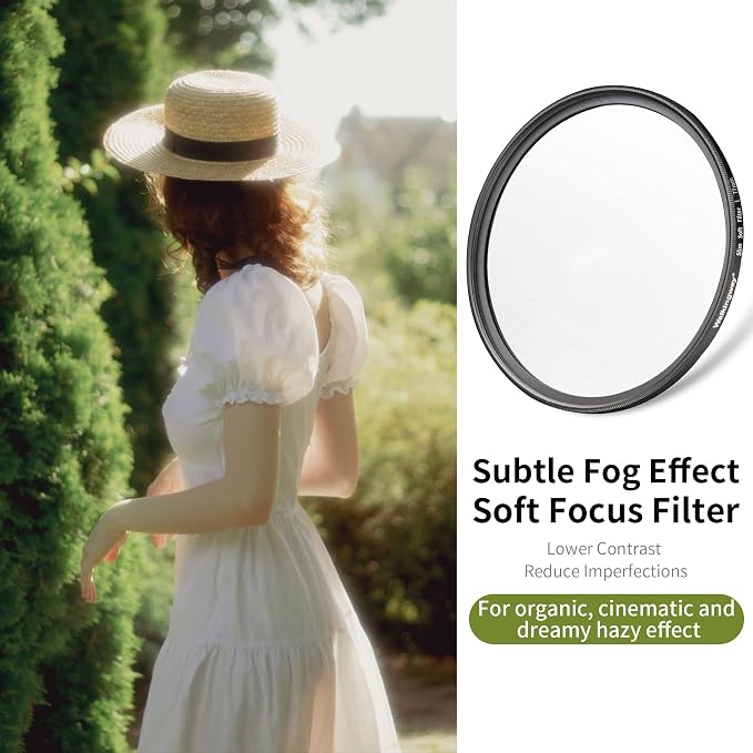Walking Way 55MM White Pro Mist Diffusion Lens Filter, Dreamy Fog & Soft Glow - Image 2