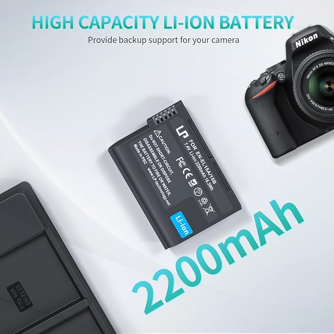 EN-EL15 Battery Pack, LP 2-Pack EN-EL15 EN EL15a Rechargable Li-ion Replacement - Image 6