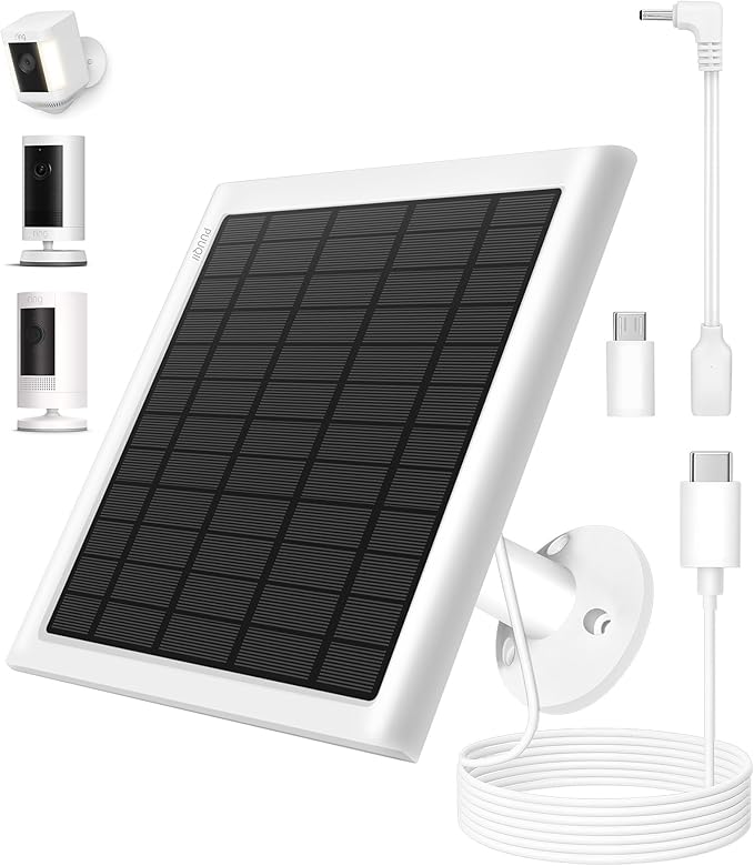8W Solar Panel for Ring Camera, Solar Panel Charger Compatible by PUUQII