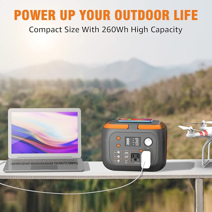 SinKeu 300W Portable Power Station, 260Wh/70400mAh Outdoor Solar Generator, Mobile Lithium Battery Pack, 110V Outlet Solar Power Banks, Camping Power Supply for Laptop, Hurricane Supplies - Image 5