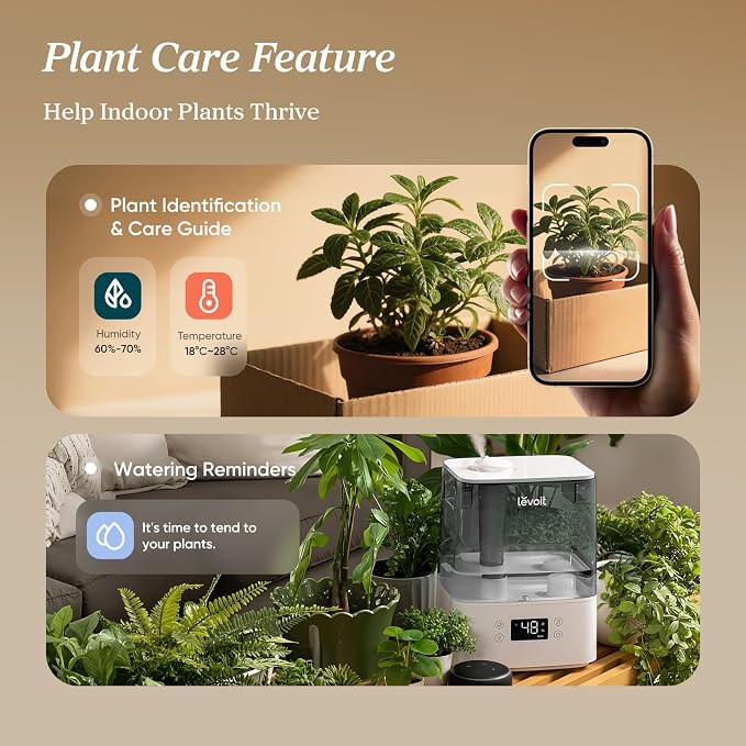 LEVOIT Humidifiers for Bedroom Large Room Home, (6L) Cool Mist Top Fill Essential Oil Diffuser for Baby & Plants, Smart App & Voice Control, Rapid Humidification & Auto Mode - Quiet Sleep Mode, Gray - Image 4