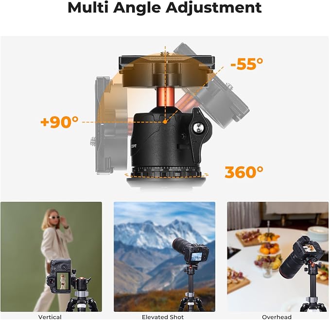 K&F CONCEPT Professional 28mm Metal Tripod Ball Head 360 Degree Rotating - Image 6