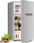Antarctic Star Compact Refrigerator with Freezer,2 Door Mini Fridge,Adjustable Shelf,Adjustable Thermostat,for Bedroom,Office,Dorm,Kitchen,3.2 Cu.Ft.GREY by AntarcticStar