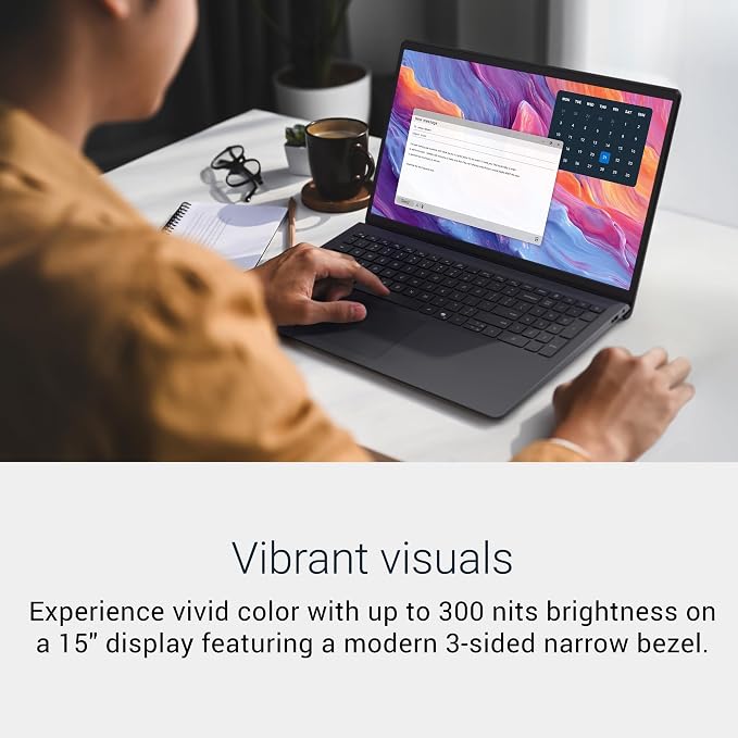 Dell 15.6 Laptop, FHD, Intel Core Ultra 5 225U, 16GB RAM, Windows 11 Home | Anti-Glare 300 Nits WVA, Intel Graphics, DDR5, 512GB SSD, Backlit Keyboard, Wi-Fi 6, Carbon Black, Business Ready, D15260 - Image 3