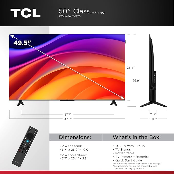 TCL 50-Inch F7D Series 4K QLED (50F7D, 2026 Model) with Dolby Vision HDR & Dolby Atmos Smart TV with Fire TV, Alexa+, Auto Game Mode, High Brightness LED Backlight, and Hands-Free Voice Control - Image 2