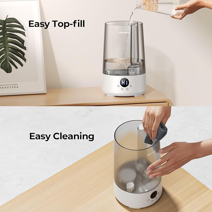 Homvana Humidifiers for Bedroom Home, 3.6 L Cool Mist Top-Fill 34H Super Long Time, Quiet 23dB, Baby Humidifier, Oil Diffuser for Large Room, House, Plant, Nursery, Office, BPA FREE, Ultrasonic (Grey) - Image 6