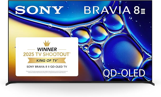 Sony 65 Inch BRAVIA 8 II QD OLED 4K HDR Smart Google TV (K-65XR80M2) | Sony’s brightest OLED with max color, XR Processor with AI Technology, Ultra Slim Design, 4K movie credits included by Unknown