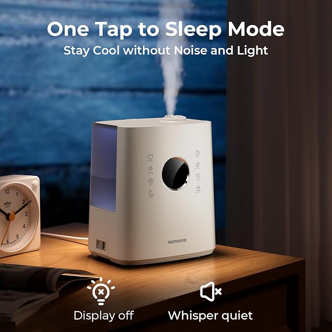 Homvana Humidifiers for Bedroom Large Room, 6.5L Top-Fill Warm & Cool 360° Rotatable Mist Ultrasonic Humidifier for Plants Baby Kids, Vaporizer (Distilled Sterilization) Essential Oil, Auto Sleep Mode - Image 5