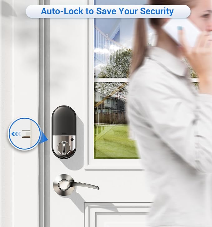 Veise RZ07B Smart Locks for Front Door, 2 Lever Handles, Fingerprint Keyless - Image 3