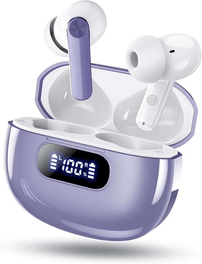 Wireless Earbuds, 2025 New Bluetooth 5.3 Headphones with LED Power Display, HiFi Stereo Deep Bass 48H Playtime 4 ENC Noise Cancelling Mic, in Ear Earphones IP7 Waterproof for Sport Walk by Wekily