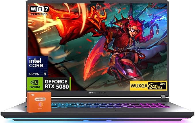ASUS ROG Strix G18 (2025) Gaming Laptop, NVIDIA RTX 5080 16GB GDDR7, Intel Ultra 9 275HX(Up to 5.4GHz), 18" 240Hz 2.5K Premium Rog Nebula Display, WiFi 7, 32 GB DDR5 RAM, 2 TB SSD, Windows 11 Pro by Unknown