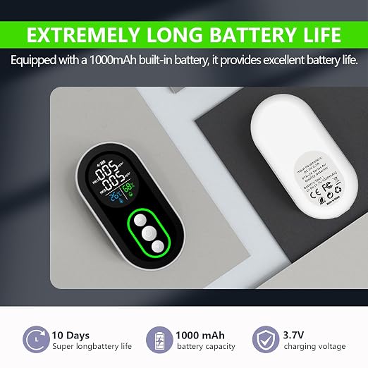 LSENLTY 4 in 1 PM 2.5 and PM 10 Air Quality Monitor, Portable PM 2.5 Detector - Image 4