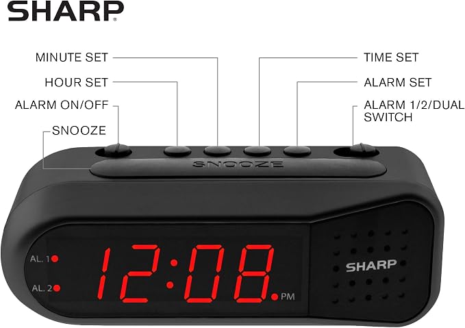 Sharp Easy-Set Digital Alarm Clock - Image 3