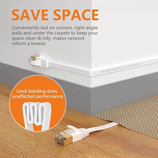 Cat7 Ethernet Cable 50FT-White-10Gbps High Speed Outdoor&Indoor Double Shielded - Image 4