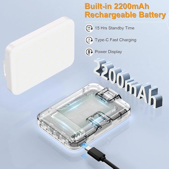 Selfie Light, LED Camera Light Video Lights 60 LED 2200mAh Rechargeable Phone - Image 2