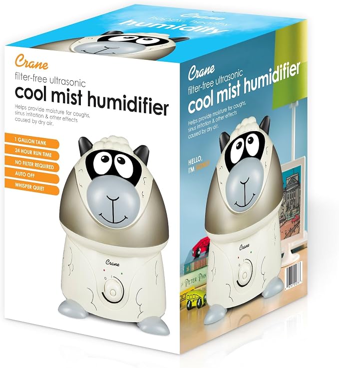 Crane Adorables Ultrasonic Humidifiers for Bedroom and Baby Nursery, 1 Gallon Cool Mist Air Humidifier for Large Room or Kid's Room, Humidifier Filters Optional, Sheep - Image 6