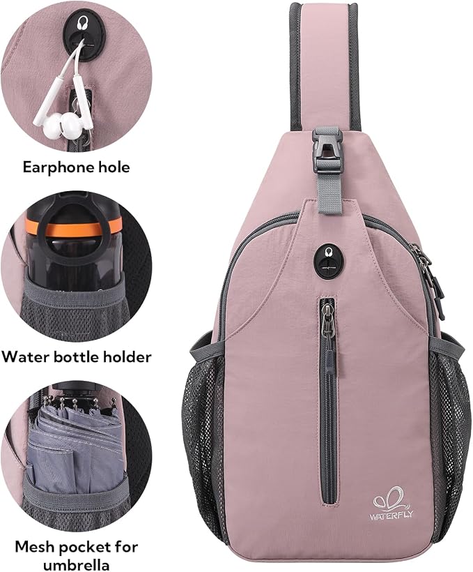WATERFLY Crossbody Sling Backpack Sling Bag Travel Hiking Chest Bag Daypack - Image 4