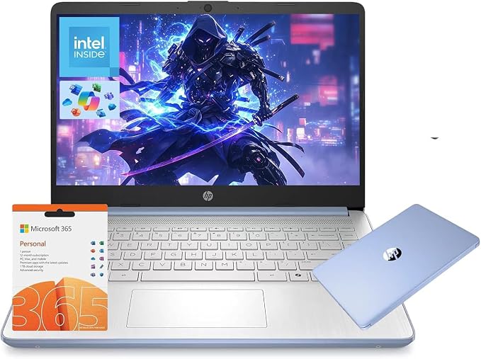 HP 14" Laptop, Intel Processor N150 (Beat i3) 4GB RAM 128GB UFS 1-Year Office 365 Copilot AI Win11 WiFi6 Computer for Creator Business Gaming Student by Unknown