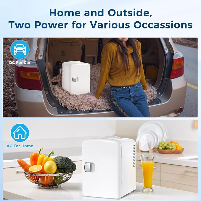 Antarctic Star Compact Refrigerator, Portable Mini Fridge, Skin Care 4L Capacity/6 Cans, for Bedroom, Car, Office & Dorm, Small Cooler for Cosmetics, Beverage and Food, White - Image 3