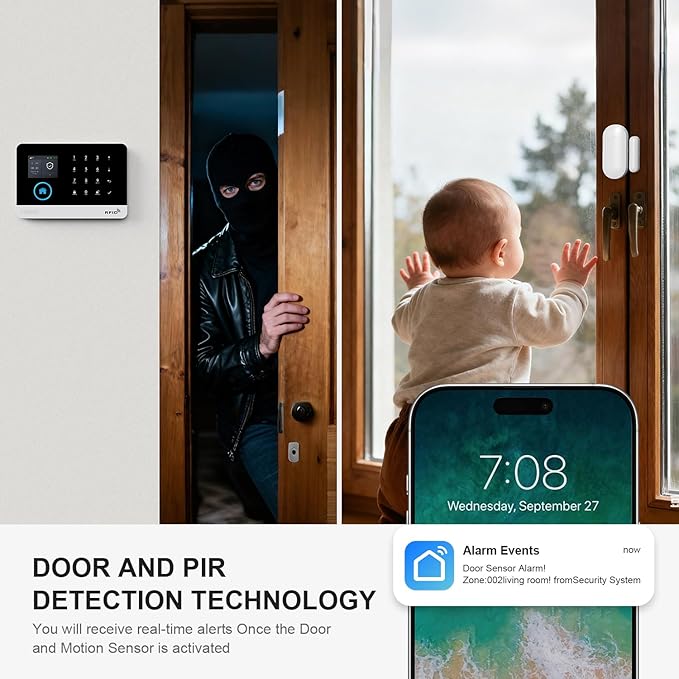 LWOHSI Home Alarm System with LCD Screen, Wireless Home Security Systems with - Image 5