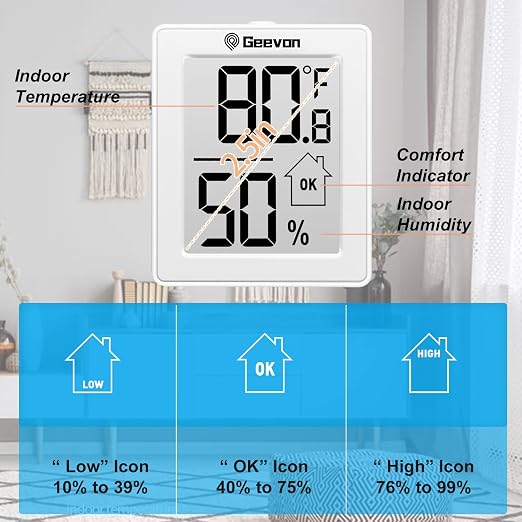 Geevon Indoor Thermometer Room Temperature Monitor, 3 Pack Temperature Humidity - Image 2