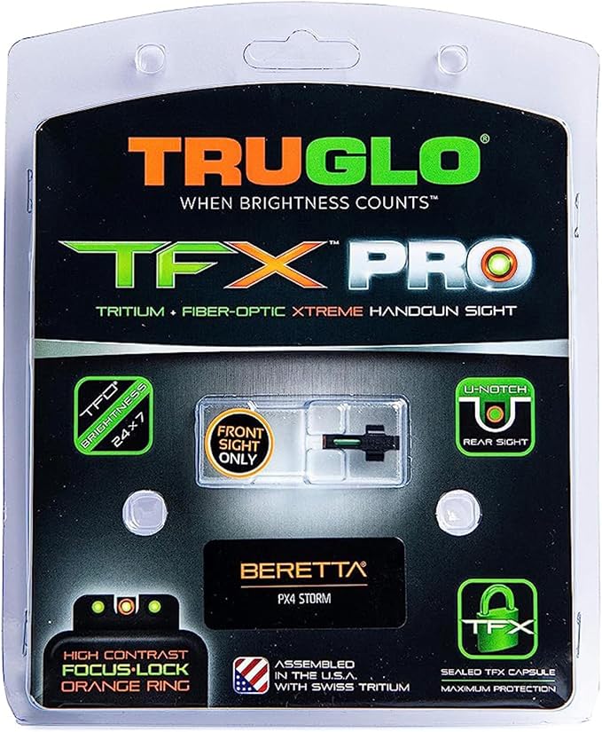 Truglo TFX PRO Handgun Sight, Glowing Shock Proof Tritium and Fiber Optic Night - Image 2